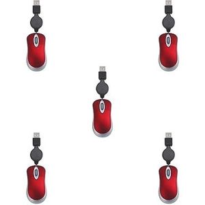 Tityvirnix 5 set Computer Ultra-lichtgewicht 3 Knoppen Muis Bedraad Kleine Hand 1000 DPI Intrekbare Ergonomische Ontwerp Schaalbare Gaming Muizen Kinderen Rood