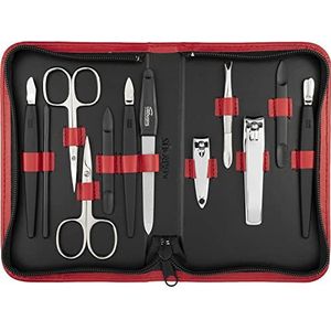 Solingen manicureset 12-delig - nagelset voor mannen en vrouwen met alles wat je nodig hebt voor manicure en pedicure, in hoogwaardig kunstlederen etui