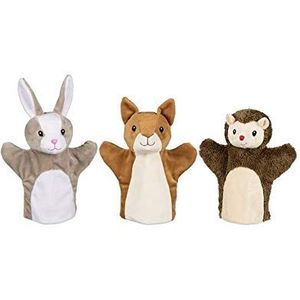 Ameisenkeks® Handpoppen goki set van 3 eekhoorntjes + haas + egel van stof