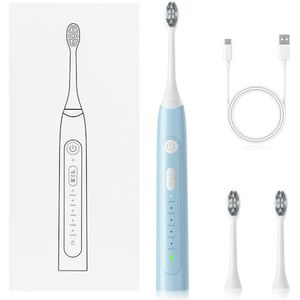 Sonic elektrische tandenborstel, USB oplaadbare tandenborstel met minimaal 40 dagen gebruik, 2 minuten slimme timer en 5 optionele modi, 4 opzetborstels (wit)