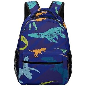 Retro Dinosaurus Print Mode Rugzak Lichtgewicht Rugzak Schouders Dagrugzak Voor Reizen Werk Kantoor Camping