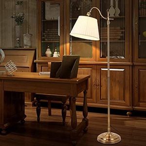 ACMHNC Staande lamp voor woonkamer, vintage vloerlamp, dimbaar met afstandsbediening, 12 W, met stoffen lampenkap, E27, Hoogte Aanpasbaar, nostalgisch brons, voor slaapkamer en werkkamer