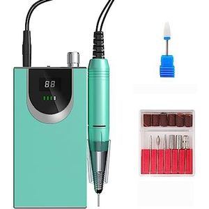 Nagelvijl elektrisch, Draagbare draadloze nagelboormachine, 30000 RPM oplaadbare manicure elektrische nagelvijlboormachine(Verde)