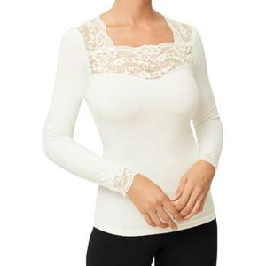 YSABEL MORA Thermisch T-shirt van kant, lange mouwen, comfort en elegantie, bescherming tegen kou, veelzijdige en duurzame stijl voor dagelijks gebruik, Wit, M