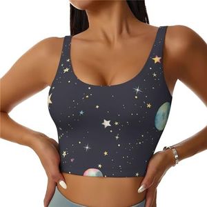 Galaxy.. Print Comfortabel Vrouwen Sport Vest Yoga Workout Vest voor Vrouwen Lichtgewicht Zomer, Zwart, S