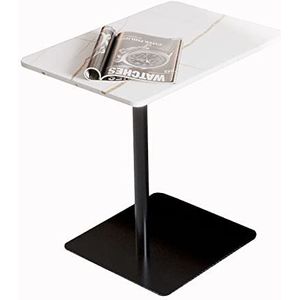 Prachtige bijzettafel, kleine afneembare salontafel voor de bank (48x33cm), L-vormige ijzeren beugel nachtkastje/hoektafel, slaapkamer nachtkastje (kleur: H(rock slab), maat: 55cm)