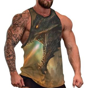 Dragon Open Fire heren tanktop grafische mouwloze bodybuilding T-shirts casual strand T-shirt grappige sportschool spier