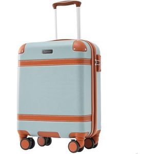 Auroglint harde schaal, ABS-materiaal koffer met TSA douaneslot handbagage, 56 x 38,5 x 23,5 cm (L*W*H), Lichtgroen & Bruin, Carry-On-20-Inch, Uitbreidbare bagage met harde schaal met spinnerwielen