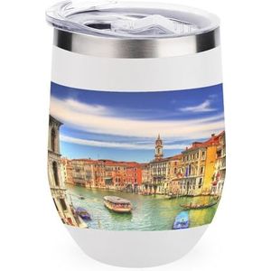 Water Venetië Italië, herbruikbare koffiebekers roestvrij staal geïsoleerde reismok dubbelwandige wijnbeker witte stijl
