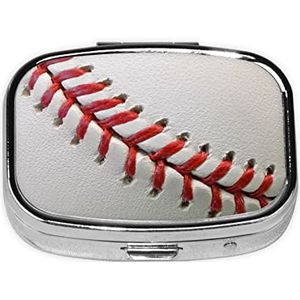 Mini vierkante pillendoos, medicijnorganizer, sportbal, honkbal, draagbare EHBO-doos, reispillendoos met 2 vakken, kleine pillendoos voor zak of portemonnee