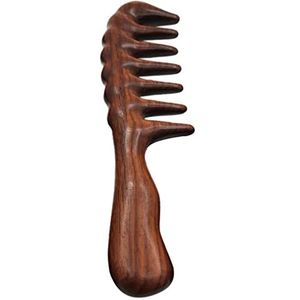 Haarkam om te ontwarren - brede tand houten kam voor krullend haar - geen statische houten sandelhout kam 1 stuk