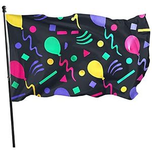 Vlag 90 x 150 cm, kleurrijke ballonnen zomervlaggen muurdecoratie strandvlaggen 2 metalen oogjes werfvlaggen, voor festival, carnaval, feesten