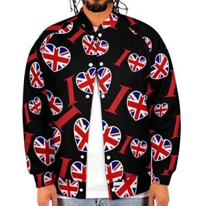 I Love UK Grappige mannen Baseball Jacket Gedrukt Jas Zachte Sweatshirt Voor Lente Herfst