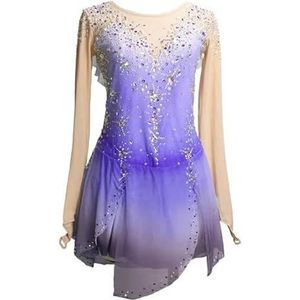 Purper,11/13,PONNYC Wedstrijd Kleding Voor Meisjes Voor Schaatsen Kunstschaats Kostuums Met Kleurverloop Rhythmische Gymnastiekpakjes Rolschaats Kleding Met Glanzende Strass