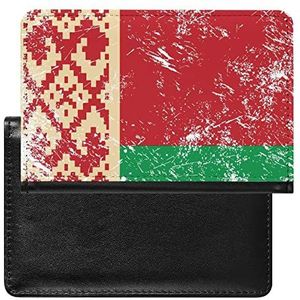 Retro Wit-Rusland Vlag Paspoort Portemonnee Houder Cover Credit Card Protector Reizen Document Organizer met Kaartsleuf