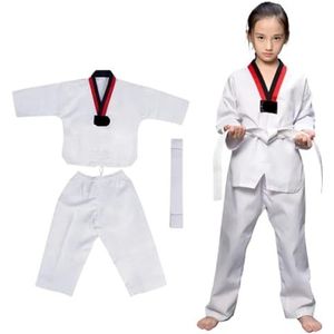 Judo Kostuums, witte taekwondo-uniformen, karate judo dobok kleding, uniseks, lange mouwen, gi-uniform voor volwassenen, voor mannen en vrouwen (170 cm)