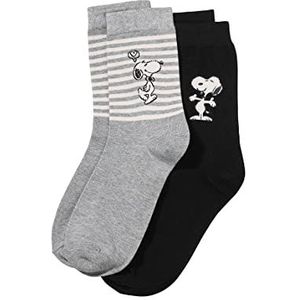 ONOMATO! Peanuts Snoopy damessokken, set van 2 paar, Meerkleurig, 39-42 EU