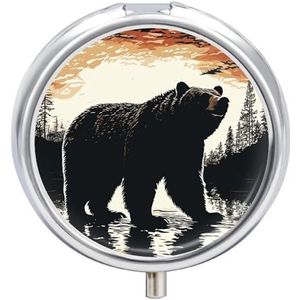 Beer Silhouet Pil Case Reizen Pil Container Mini Reizen Geneeskunde Tablet Vitamine Houder Organizer Geneeskunde Kabeljauw Leverolie Opslag