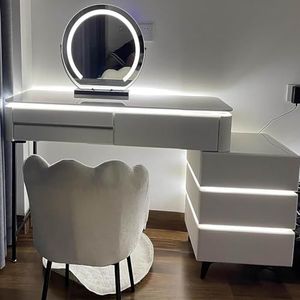Vanity Desk 3-kleuren touchscreen verlichte spiegel kaptafel met 3 laden make-uptafel Scandinavische luxe kaptafel