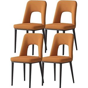 GEIRONV Moderne eetkamerstoelen Set van 4, PU-lederen accentstoelen Gestoffeerde vrijetijdsstoelen for Office Lounge met koolstofstalen poten Eetstoelen (Color : Orange, Size : 85 * 48 * 40cm)