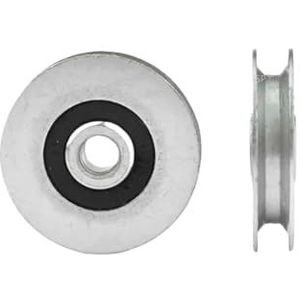 Enkelvoudig katrolblok, Koolstofstalen U-vormige V-groef katrol 6x33x8mm for 6mm staaldraad schuifdeur zilver(Wheel6x33x8mm Silver)