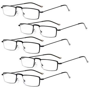 Eyekepper - Leesbrillen - Zwart - Rechthoekig - 5 Paar - Dioptrie 1,50