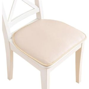 Leren comfortabele keukenstoel, Eetkamerstoelkussen met banden, 40 x 43 cm, antislip en duurzaam(Beige,Set Of 1)