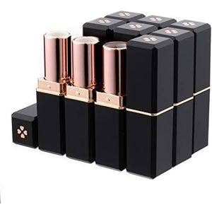 Allwon 10st zwarte lege lippenstiftbuizen DIY lippenbalsemcontainer (vierkante buis)