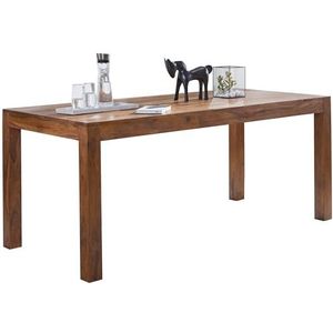 FineBuy Eettafel Sheesham Massief Hout 120 x 76 x 60 cm Keukentafel | Tafel Eetkamer Woonkamer Rechthoek | Houten Tafel Klein