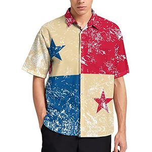 Panama Retro Vlag Hawaiiaans shirt voor mannen zomer strand casual korte mouw button down shirts met zak