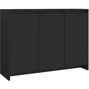 vidaXL Dressoir 102x33x75 cm spaanplaat zwart, kast, lage kast, opslagkast, opbergkast, ladekast, wandkast, bijzetkast, bijzetkasten, opbergmeubel