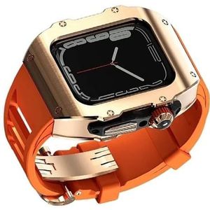 dayeer 316L roestvrijstalen kastband met vlinderclip modkit voor Apple Watch Ultra2 49 mm metalen deksel Fluorrubber band voor iwatch ultra (Color : OrangeR, Size : For 49mm)