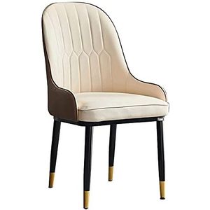 GEIRONV PU Lederen eetkamerstoelen, Moderne eenvoudige hotel lounge stoel voor woonkamer slaapkamer keuken receptie stoel 1 stuks Eetstoelen (Color : Beige)