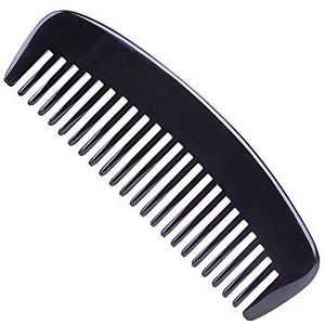 Prachtige natuurlijke os hoorn haar kam-brede tand ontwarren kam - 100% handgemaakte premium kwaliteit antistatische kam zonder handvat (brede tand)