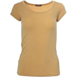 Easy Young Fashion Dames T-Shirt Basic korte mouwen top met ronde hals Skiny Fit NOS effen