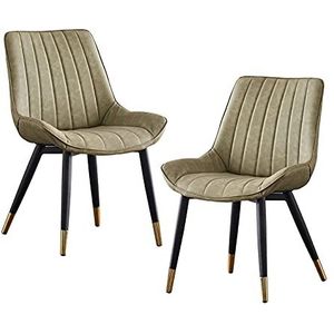 GEIRONV Set van 2 Dining Chair Side stoelen, 46 × 53 × 83cm ergonomische rugleuningen lederen keuken stoelen coffeeshops Leisure Chair Eetstoelen (Color : Green)