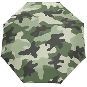 Camouflage legergroen verborgen paraplu op-naar automatische zakparaplu winddichte paraplu kleine lichte paraplu compacte paraplu voor jongens meisjes reizen strand vrouwen, Patroon., 88cm