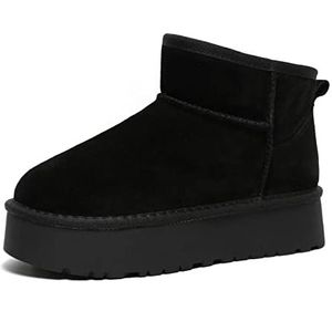 Vrouwen Platform Sneeuwlaarzen, Australië Schapenvacht Winterlaarzen, Klassieke Waterbestendigheid Shearling Laarzen, Comfortabele Winter Boot 36EU Zwart