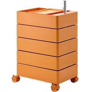 Rollende Bijzettafel, Salontafel In De Woonkamer, Meerlaagse Salontafel Met Laden For Keuken, Slaapkamer, Badkamer, Kantoor, Woonkamer(Orange)