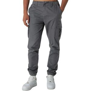 Smith & Solo Cargobroek voor heren, chinobroek, cargobroek, stretch, werkbroek, baggy katoen, Activewear voor heren, met zakken, trekkoord, antraciet, M Slank