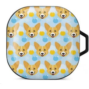 Welsh Corgi Portret Oordopjes Hoesje Compatibel met Samsung Hard Shell Beschermhoes Zwart-Stijl
