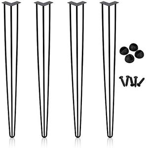 Einfeben Hairpin legs, tafelpoten, meubelpoten, tafelframe, haarspeldpoten, zwart, 72 cm, 3 stangen, voor bureau, eettafel