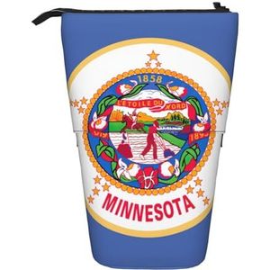 Evengigy Minnesota staat vlag print schattig etui met ritssluiting verstelbare standaard potloodhouder grappige make-up tas, Zwart, Eén maat, Tas Organizer