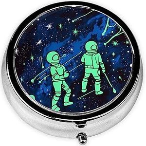 Glow in The Dark Gedrukt Pil Doos 3 Compartiment Geneeskunde Pil Case Leuke Geneeskunde Organizer Reizen Pillendoos Draagbare Pil Container Houder