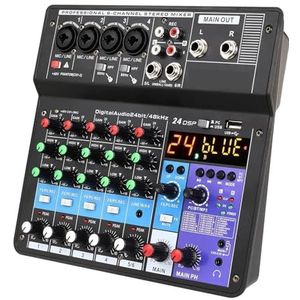 Audio DJ-mixer Draagbare 6-kanaals Mixer Audio Professioneel Luid Mixing Console USB-interface Computeringang 48V Phantom Sta Audio-opname Podcast-apparatuur