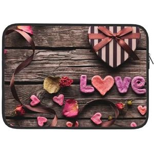 Rose Heart Love Gedrukt Laptop Sleeve Bag Duurzaam Laptop Case Computer Draagtas Beschermhoes 15 Inch