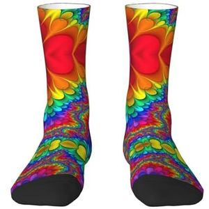 JEJEA Regenboog Tie Dye-Rode Print Sokken Voor Mannen en Vrouwen Mannen Vochtcontrole Crew Sokken Geschenken Voor Golf, Jacht en Kamperen, 2 Zwart-2, One size