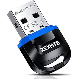 ZEXMTE USB Bluetooth 5.1 Adapter voor PC- Bluetooth Dongle Draadloze Bluetooth Zender Ontvanger voor Laptop PC Computer, Ondersteuning Windows 11/10/8/7/Vista/XP, Muis, Toetsenbord, Headset
