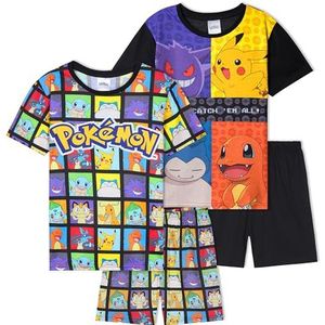 Get Trend PJs 2-pack pyjama set korte mouwen kinderen tieners lounge sets nachtkleding zachte comfortabele nachtkleding jongens geschenken, Multi Pokemon, 5-6 jaar
