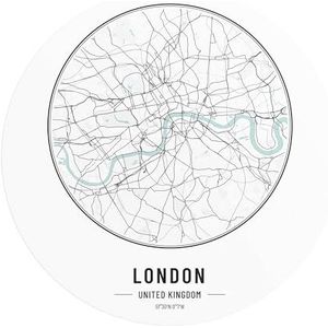 DEQORI Rond wandbehang, zelfklevend, Ø 100 cm, stadsplaatroon Londen, textielcanvas, verwijderbaar, decoratief en vormvast, voor woonkamer, kantoor, hal of kinderkamer